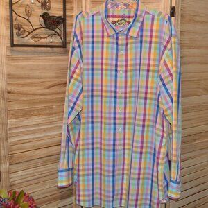 Robert Graham 3XL Colorful Plaid L/S Shirt Contrasting Pattern Cuffs Collar